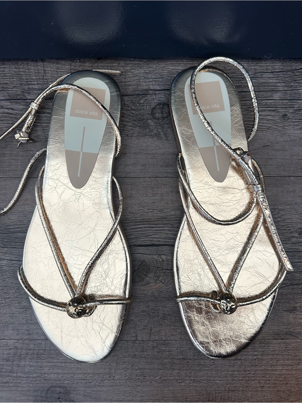 Dolce Vita Metallic Gold Strappy Toe-Ring Sandals